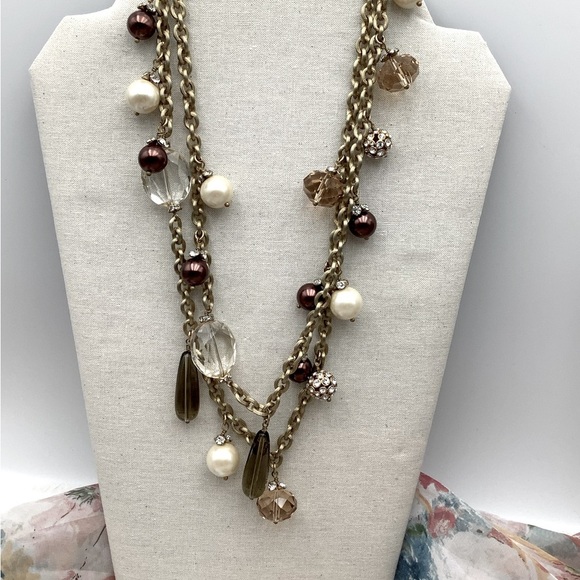 🎄🎄Vintage Art Glass and Pearl Long Necklace - Picture 2 of 2